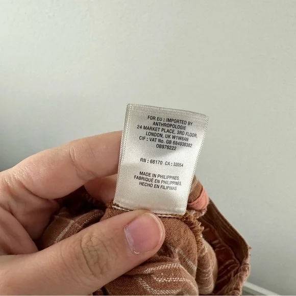 Anthropologie Terracotta Orange Striped Seashore Beach Linen Cotton Pants XS - Picture 8 of 8